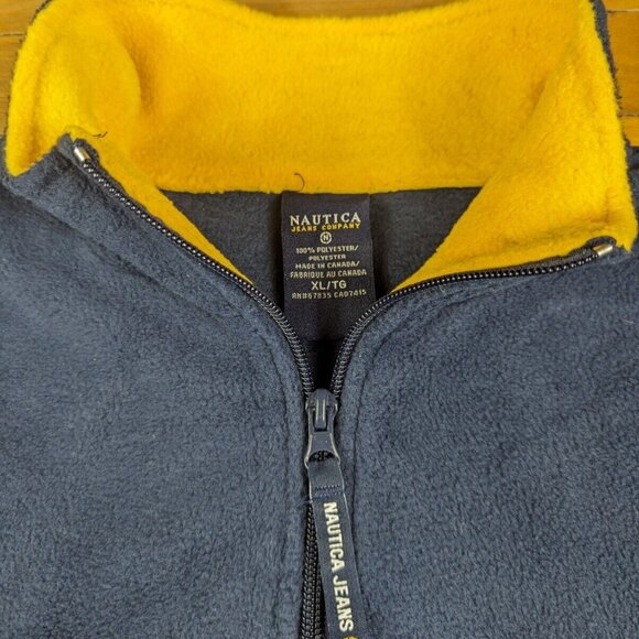 Vintage 90s Nautica Jeans Embossed Logo Half-Zip Fleece Pullover Sweater Size XL - Picture 4 of 5